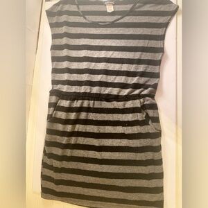 Wet Seal Black and Gray Striped Mini Dress
